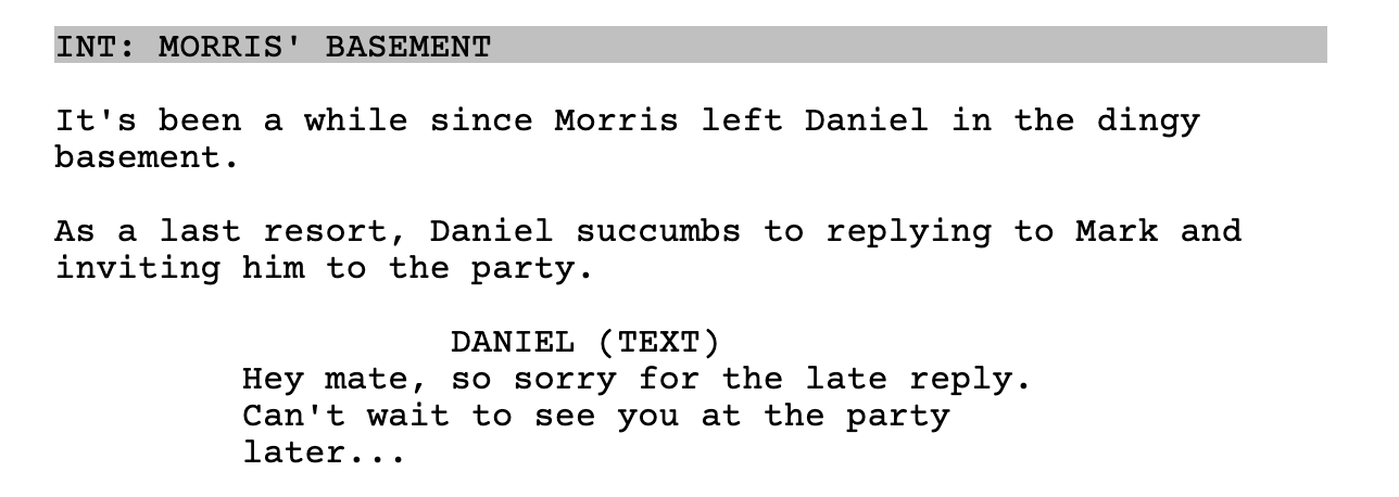 Text format in a screenplay