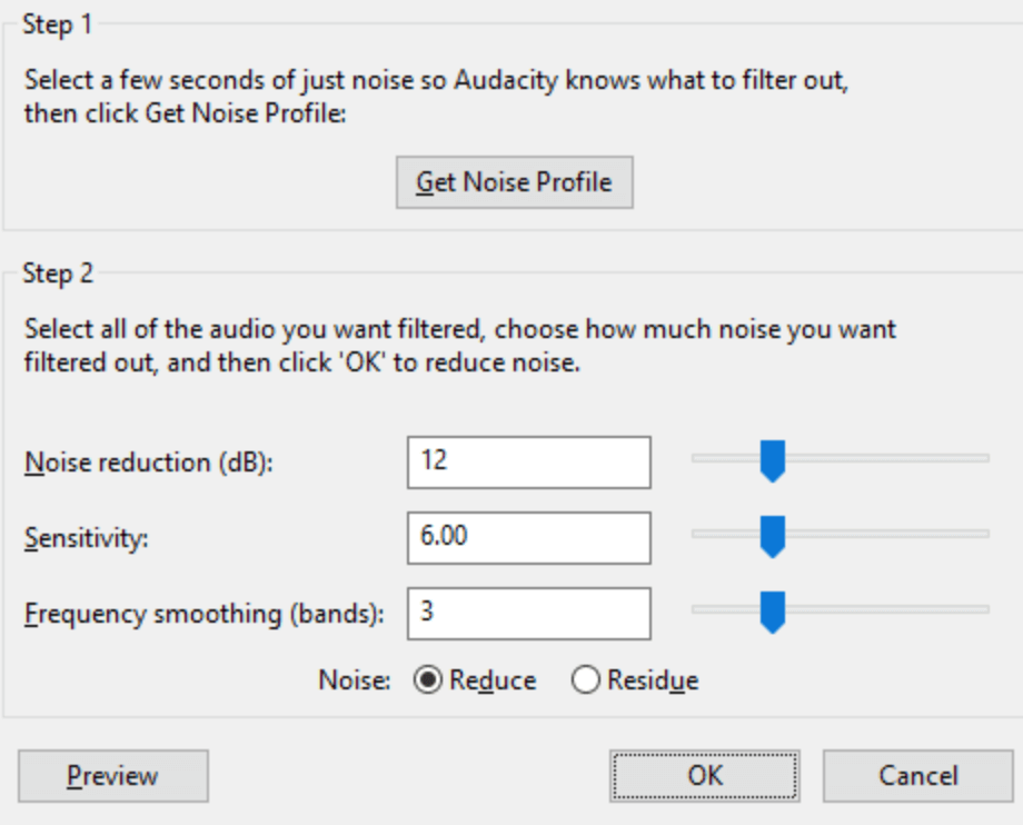 Remove background noise in Audacity