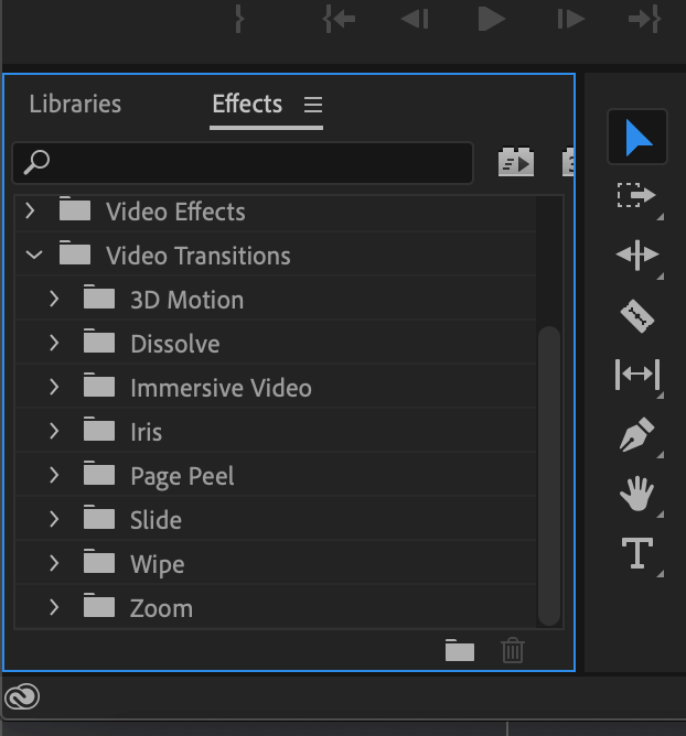 Choose a transition in Premiere Pro