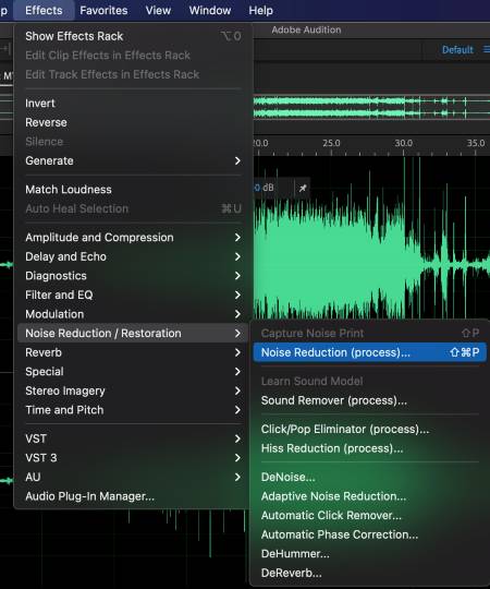 Reduce background noise with the hiss reduction tool