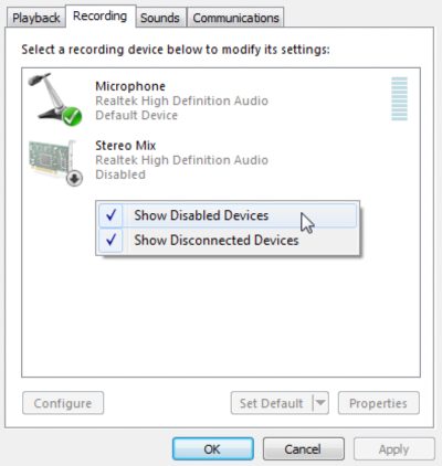 Select both “View Disabled Devices” and “View Disconnected Devices”.  