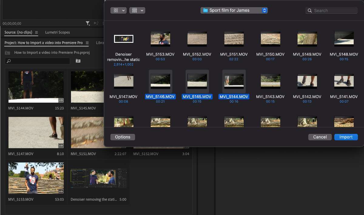 How to import video footage into Premiere Pro