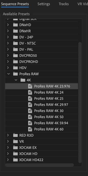 4k Sequence settings