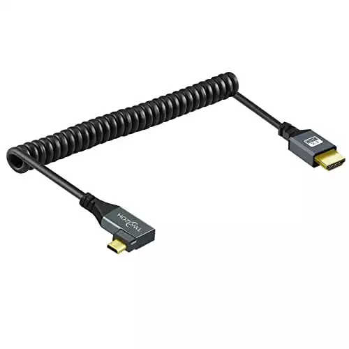 Twozoh Left Angled Coiled Micro HDMI to HDMI Cable