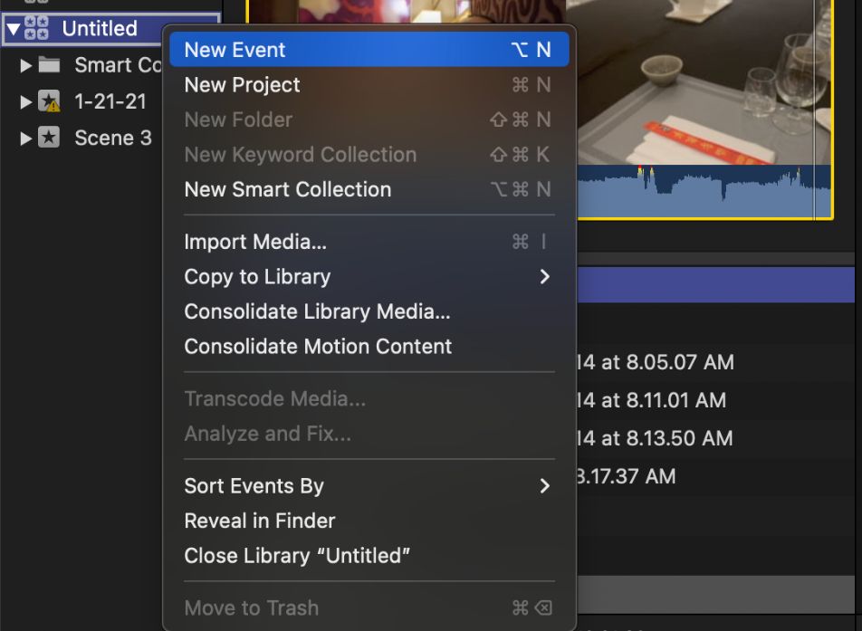 Create Events in Final Cut Pro 1 - New Event