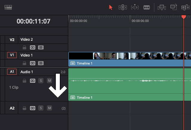 How To Fade Audio In DaVinci Resolve: Adjust the height of your audio track