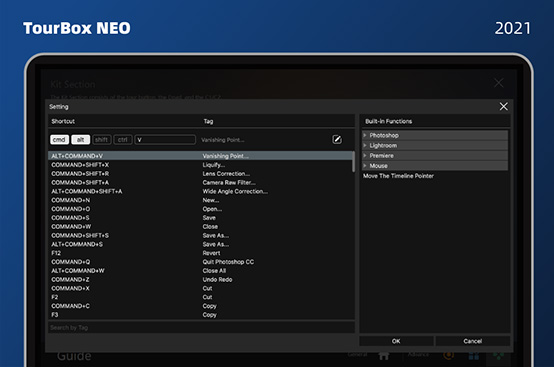 map keyboard shortcuts with the TourBox NEO