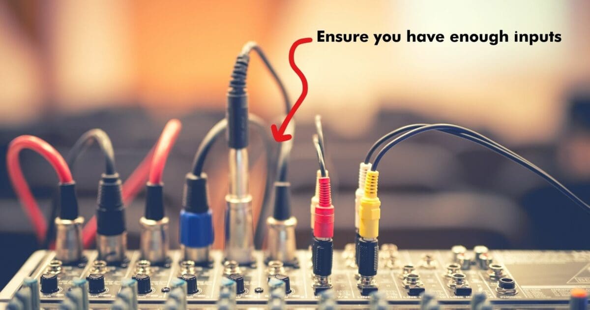 An Audio Mixer With Inputs: Ensure you have enough inputs for your audio mixer