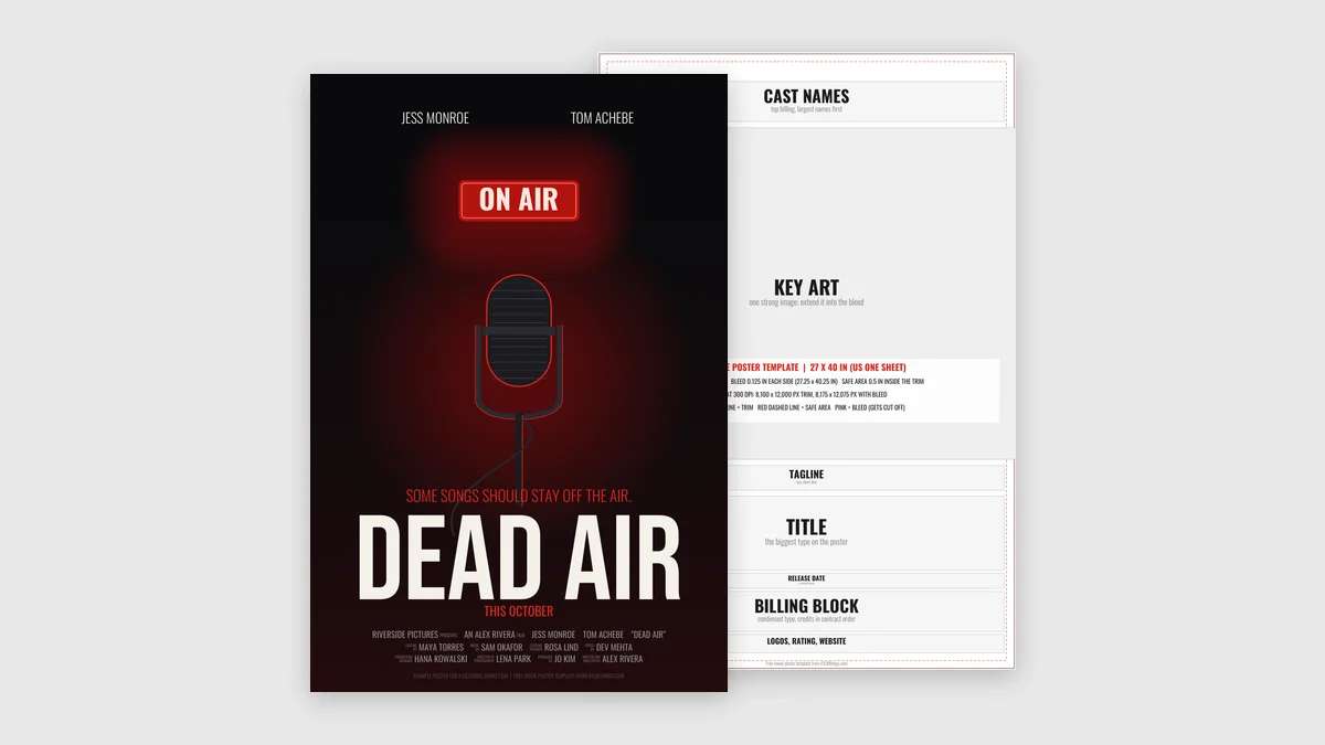 movie poster template | movie poster template featured A free movie poster template with a Dead Air example poster and print guide